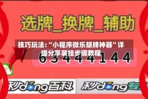 技巧玩法:“小程序微乐胡牌神器”详细分享装挂步骤教程