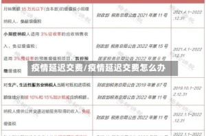 疫情延迟交费/疫情延迟交费怎么办