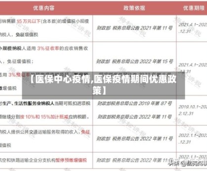【医保中心疫情,医保疫情期间优惠政策】