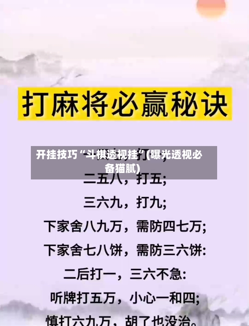 开挂技巧“斗棋透视挂”(曝光透视必备猫腻)-第2张图片